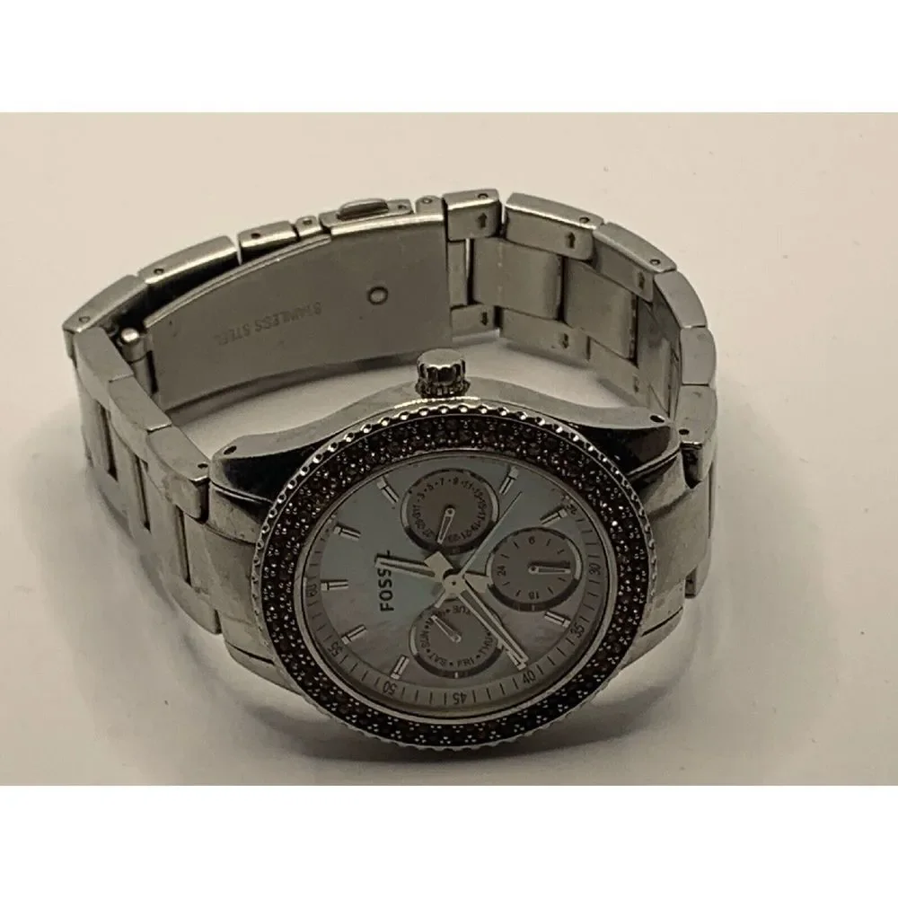 Fossil ES2860 Womens Silver Stainless Steel Analog Dial Quartz Wrist Watch KL214